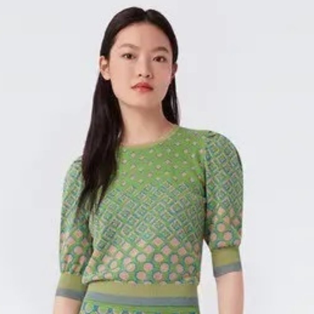 Diane von Furstenberg Zaydie Knit Jacquard Sweater XS